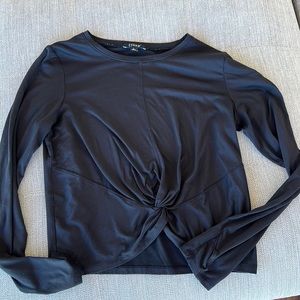 Black twist front athletic top, large